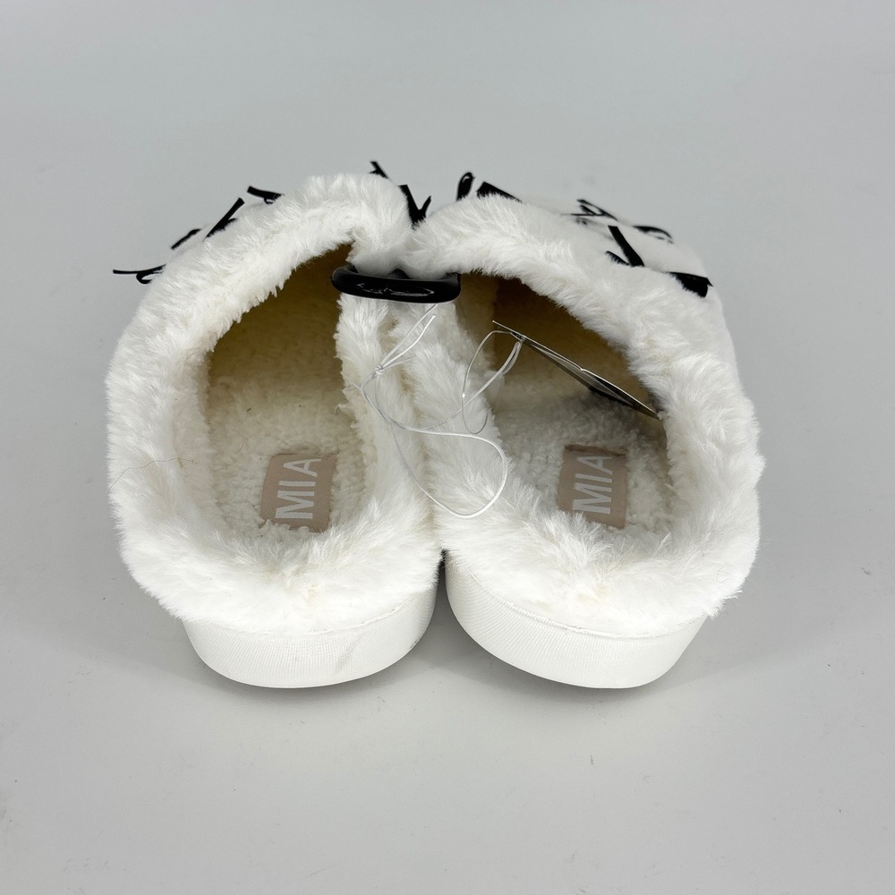 Mia Cozi Multi-Bow Slipper Cream/Black Women Size 7 Faux Fur Lounge Cozy Warm - Picture 7 of 12